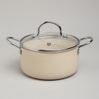 Кастрюля agness с антип. покр.  и стекл. крышкой 1350 мл, 16*8 см (906-261) 