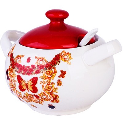 Сахарница с крышкой 375 мл с ложкой Романтика LORAINE (30778)