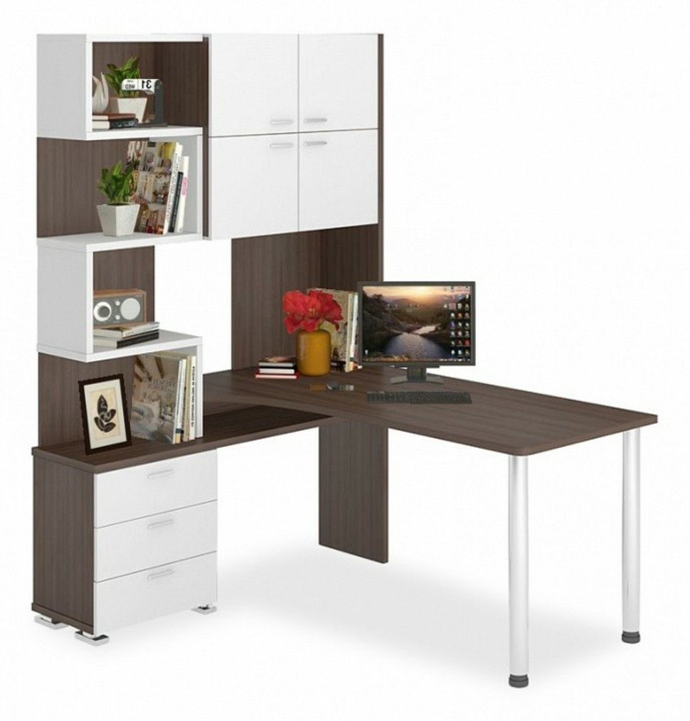 Фото Стол компьютерный Домино СР-500М/160 MER_SR-500M-160-SHBESH-CH-LEV - интернет-магазин МегаТерем в Москве