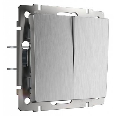 Выключатель двухклавишный без рамки Werkel серебряный рифленый W1122009 WRK_a051357