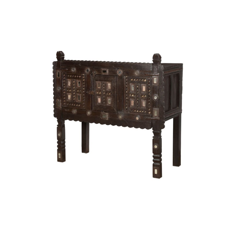 Фото Консоль XIX век, Индия PR002, Тиковое дерево, dark brown, ROOMERS ANTIQUE - интернет-магазин МегаТерем в Москве