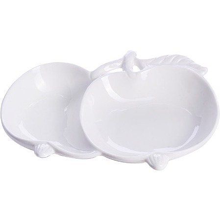 Фото Менажница Яблоки 2 секции из фарфора LORAINE (60016) - интернет-магазин МегаТерем в Москве