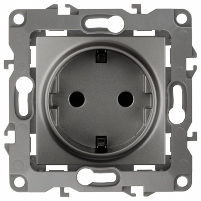 Розетка с заземлением и со шторкой, без рамки Эра Эра 12 12-2102-12 ER_B0019323