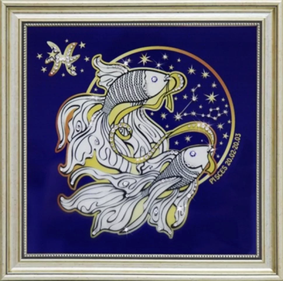 Фото Картина Звездные Рыбы с кристаллами Swarovski (1744) - интернет-магазин МегаТерем в Москве