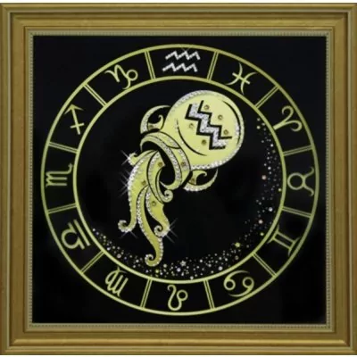 Картина Водолей золото с кристаллами Swarovski (1727)