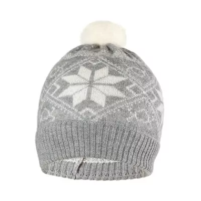 Шапка детская Norveg цвет серый с белыми снежинками (текстильный помпон) 7CWU-053 (S) (15350s48762)