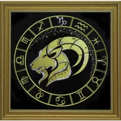 Картина Козерог золото с кристаллами Swarovski (1729)