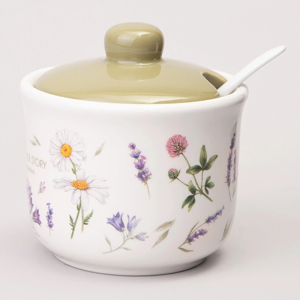 Фото Сахарница с ложкой agness flower story 10*9,5 см 300 мл (358-2186) - интернет-магазин МегаТерем в Москве