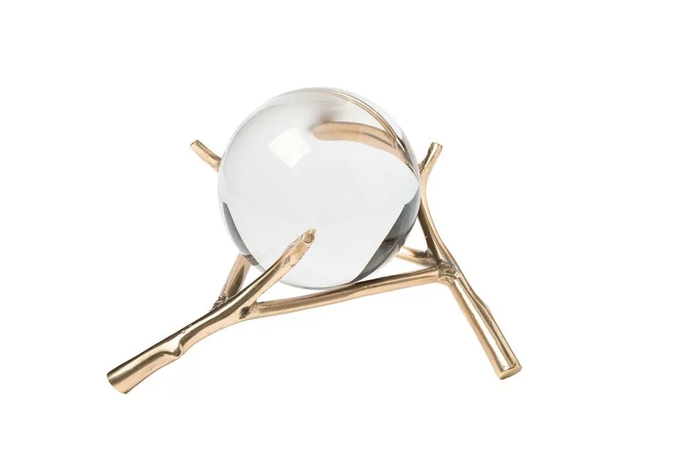 Фото Шар декоративный стеклянный на подставке d20см, цвет золото (TT-00008793) - интернет-магазин МегаТерем в Москве