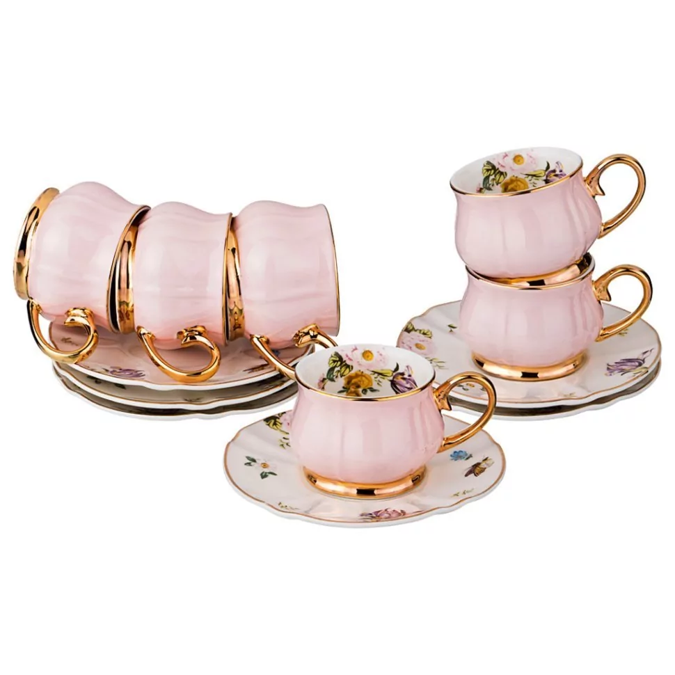 Фото Кофейный набор lefard пинк на 6 пер. 12 пр. 100 мл (275-1077) - интернет-магазин МегаТерем в Москве