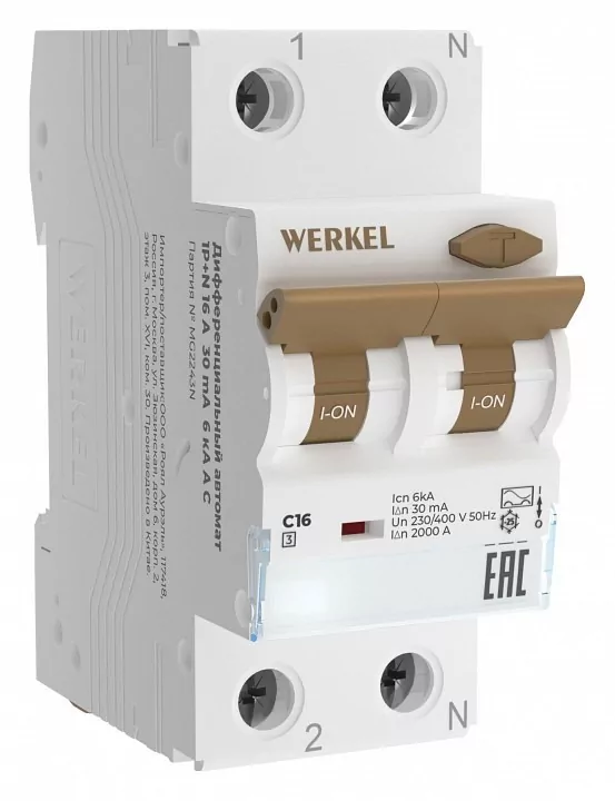 Фото Дифференциальный автоматический выключатель 1P Werkel Дифференциальные автоматы W922P166 WRK_a062444 - интернет-магазин МегаТерем в Москве