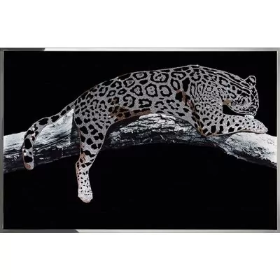 Картина Серебряный леопард с кристаллами Swarovski (2363)