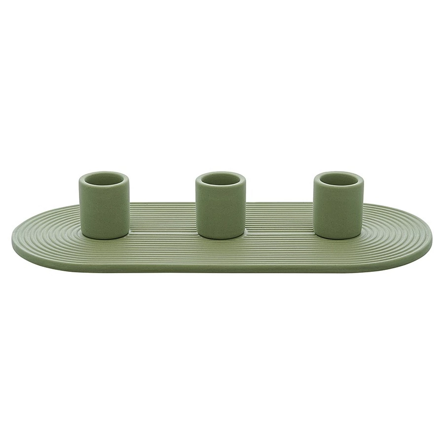 Фото Подсвечник для 3 свечей из каменной керамики оливкового цвета из коллекции essential (76075) - интернет-магазин МегаТерем в Москве