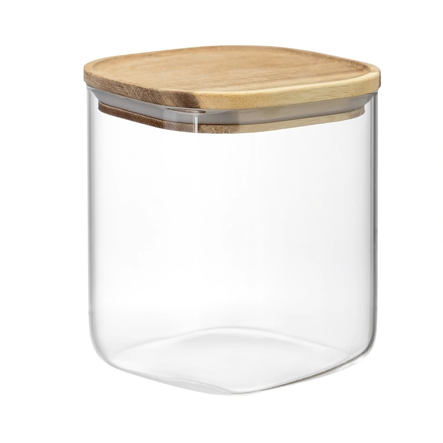 Фото Банка для хранения квадратная glass acacia, 1,5 л (79981) - интернет-магазин МегаТерем в Москве