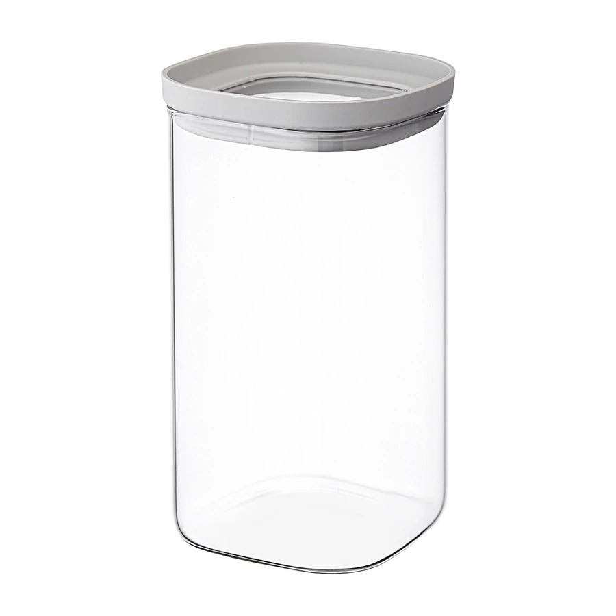 Фото Банка для хранения квадратная vacuum glass, 1,5 л, светло-серая (77786) - интернет-магазин МегаТерем в Москве