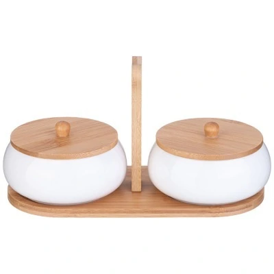 Набор банок с дерев. крышкой lefard "native" 2 шт. 11,5 см 270 мл на дерев. подставке (587-187) 