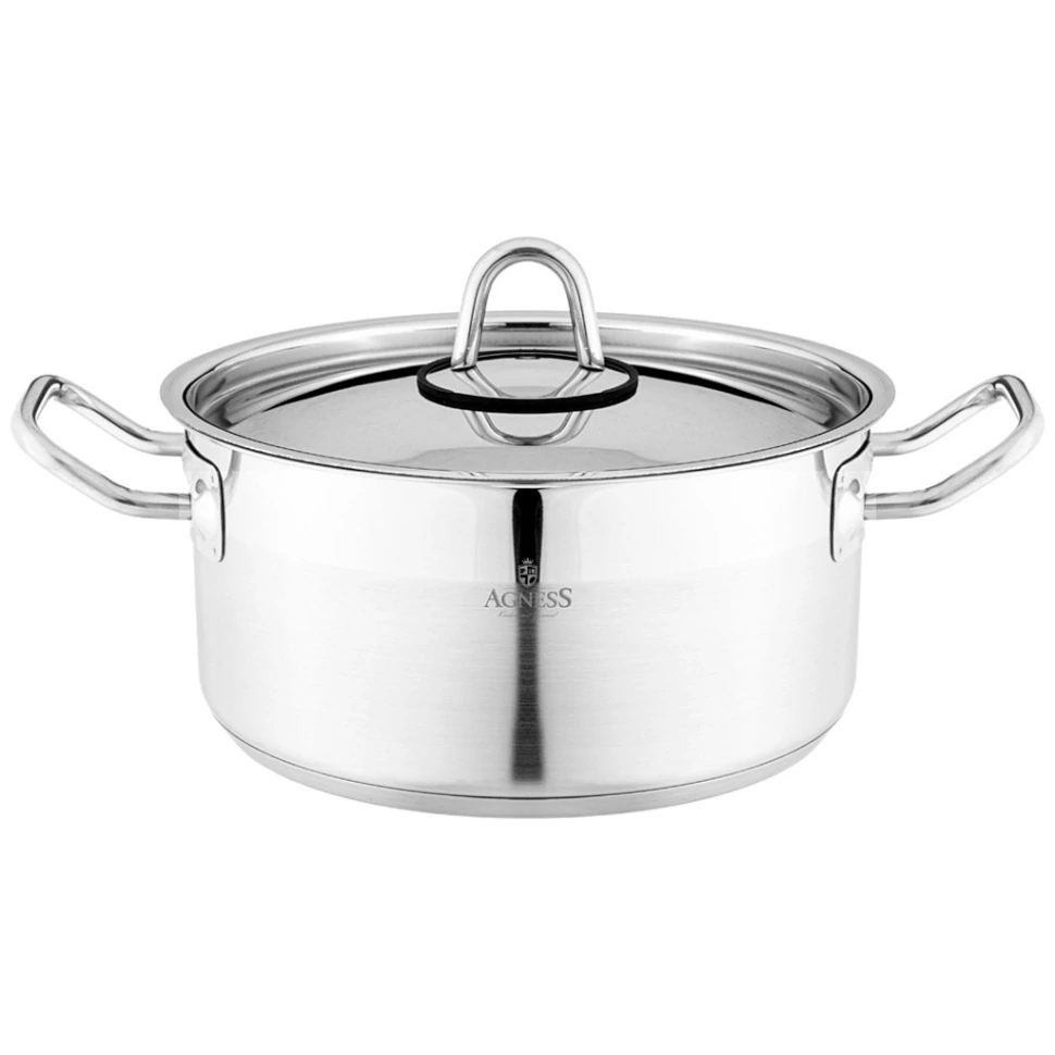 Фото Кастрюля agness 20x10 см 2,8 л высококачественная нерж сталь 18/10 с крышкой нжс (916-457) - интернет-магазин МегаТерем в Москве