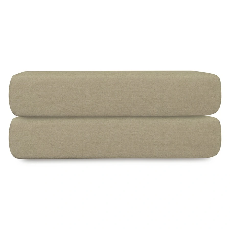 Фото Простыня на резинке из стираного перкаля бежево-серого цвета из коллекции essential, 200х200х30 см (77761) - интернет-магазин МегаТерем в Москве