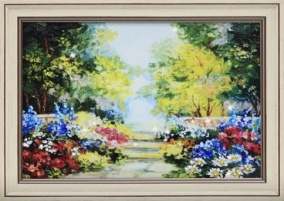 Фото Картина Цветущий сад с кристаллами Swarovski (1688) - интернет-магазин МегаТерем в Москве