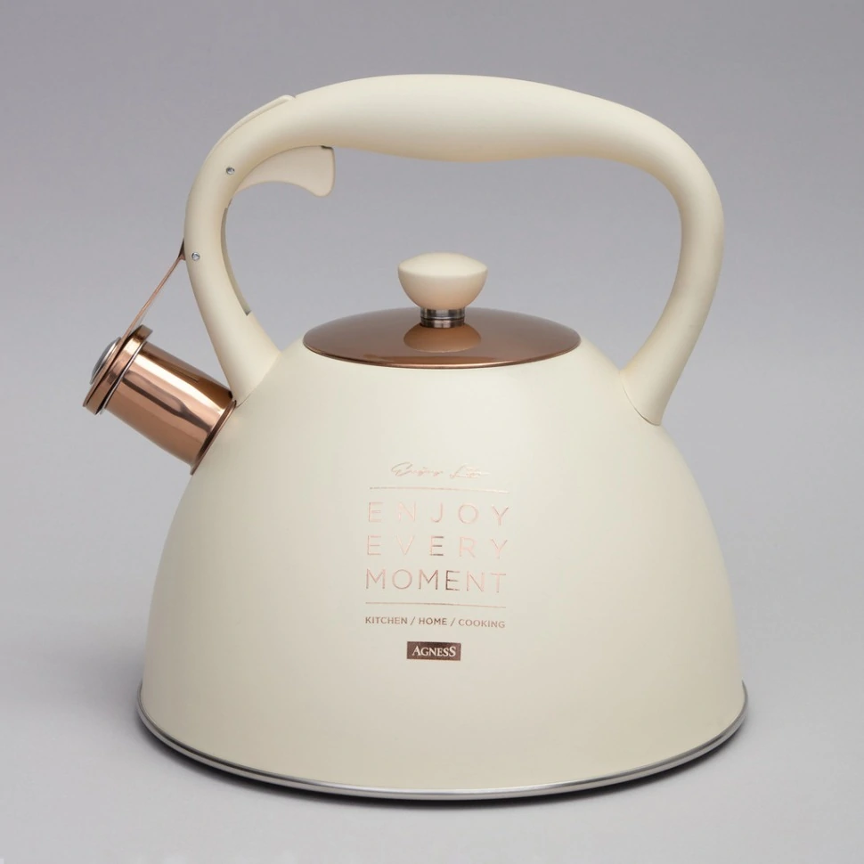 Фото Чайник agness со свистком, 3,0 л термоаккумулирующее дно, индукция (914-155) - интернет-магазин МегаТерем в Москве