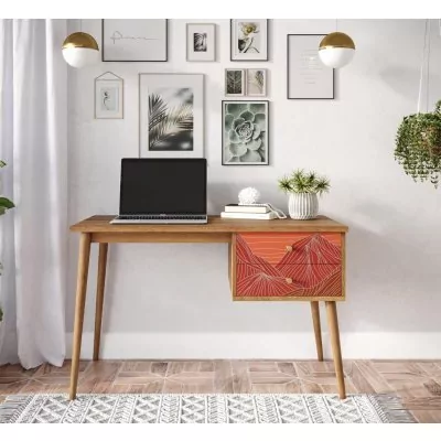 Стол рабочий Berber принт 49 с одной тумбой арт BB20/Print_49-ET