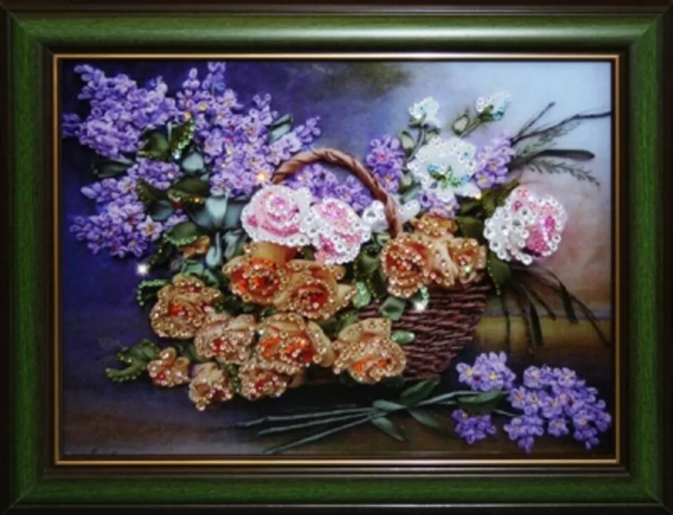 Фото Картина Натюрморт: Цветы с кристаллами Swarovski (1421) - интернет-магазин МегаТерем в Москве