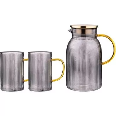 Набор agness "smoky" кувшин с крышкой фильтром 1600 мл + 2 кружки 320 мл цвет:дымчатый (889-151) 