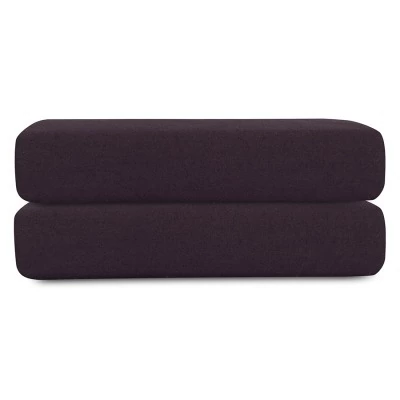 Простыня на резинке из стираного перкаля сливового цвета из коллекции essential, 160х200х30 см (77765)