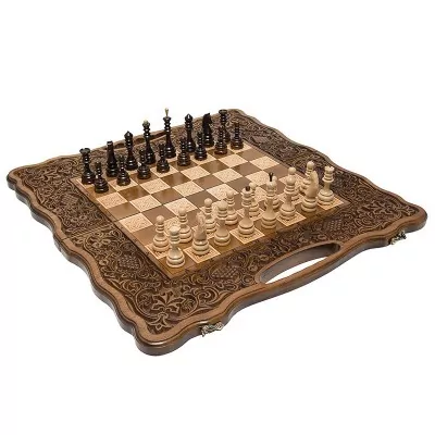 Шахматы + нарды резные "Вардени" 60 с ручкой, Haleyan (28454)