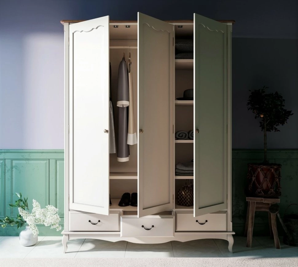 Фото Шкаф Leontina для одежды трехстворчатый с ящиками арт ST9327KR/3-ET - интернет-магазин МегаТерем в Москве