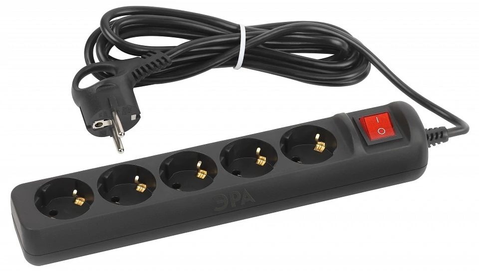 Фото Удлинитель с выключателем Эра UX-5es-3m-B ER_B0057731 - интернет-магазин МегаТерем в Москве