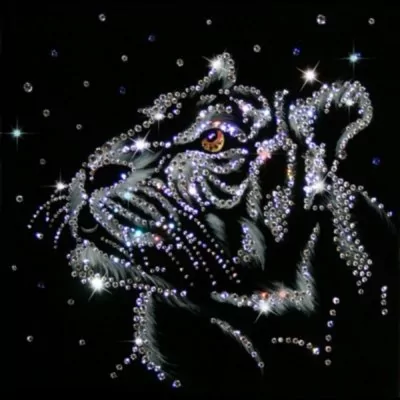 Картина Снежный тигр с кристаллами Swarovski (1288)