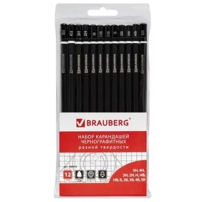 Карандаши чернографитные Brauberg Line (5H-5B) 12 шт 180652 (4) (86075)