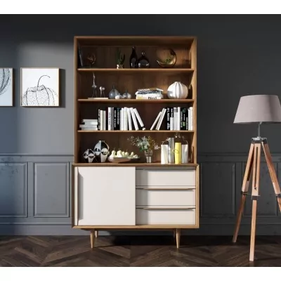 Стеллаж Bruni White с дверками арт BR-01WH-ET