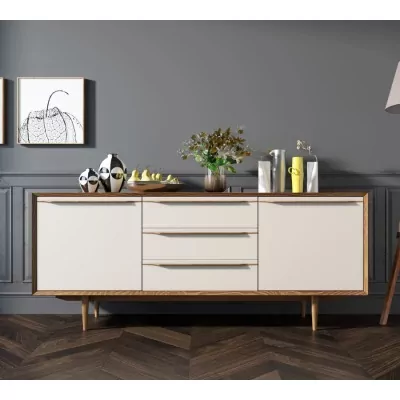 Комод Bruni white с тремя ящиками и дверками арт BR-03WH-ET