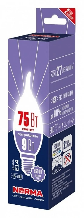 Фото Лампа светодиодная Volpe LED-CW37 E14 9Вт 6500K UL-00010990 UL_UL-00010990 - интернет-магазин МегаТерем в Москве
