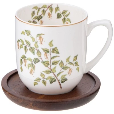 Кружка lefard "березки" 380 мл на дерев.подставке (85-2017) 