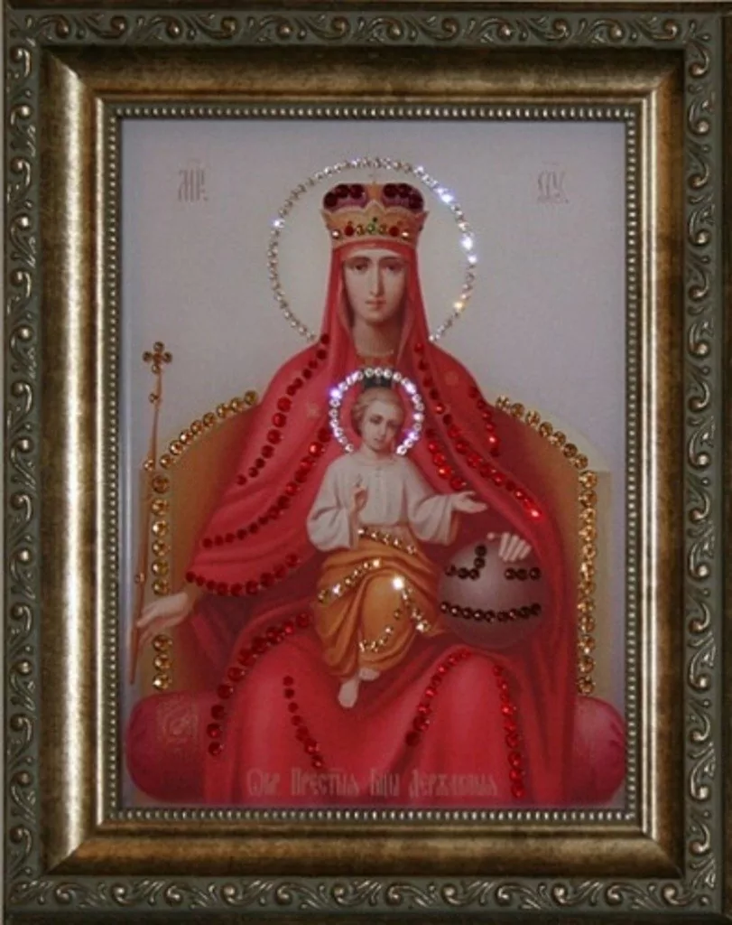 Фото Икона Божией Матери Державная с кристаллами Swarovski (1373) - интернет-магазин МегаТерем в Москве