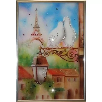 Картина Голуби в Париже с кристаллами Swarovski (1328)