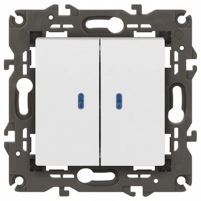 Выключатель двухклавишный с подсветкой без рамки Эра Эра Elegance 14-1105-01М ER_B0065807