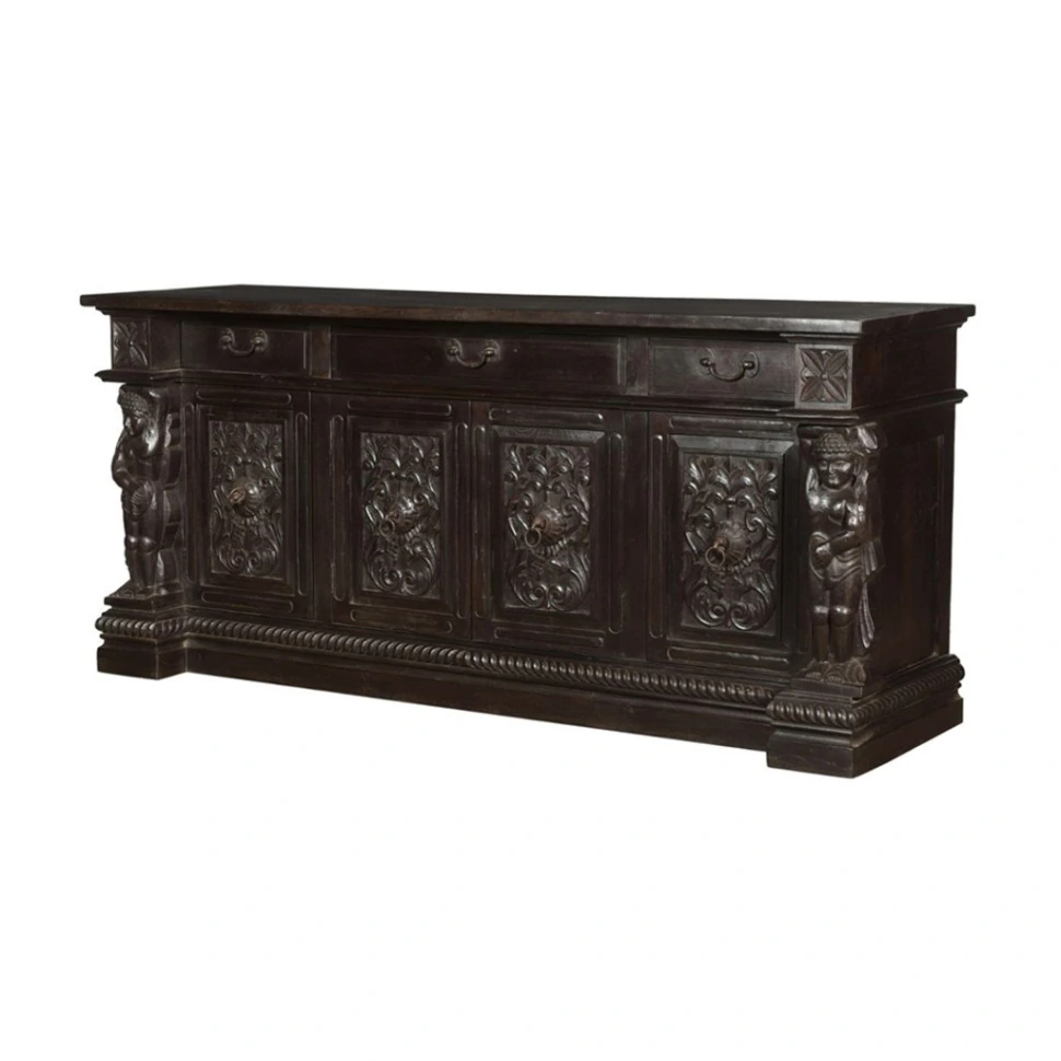 Фото Буфет XIX век, Индия PR001, Тиковое дерево, dark brown, ROOMERS ANTIQUE - интернет-магазин МегаТерем в Москве