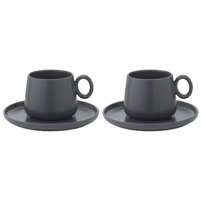 Набор из двух чайных пар темно-серого цвета из коллекции essential, 250 мл (75185)