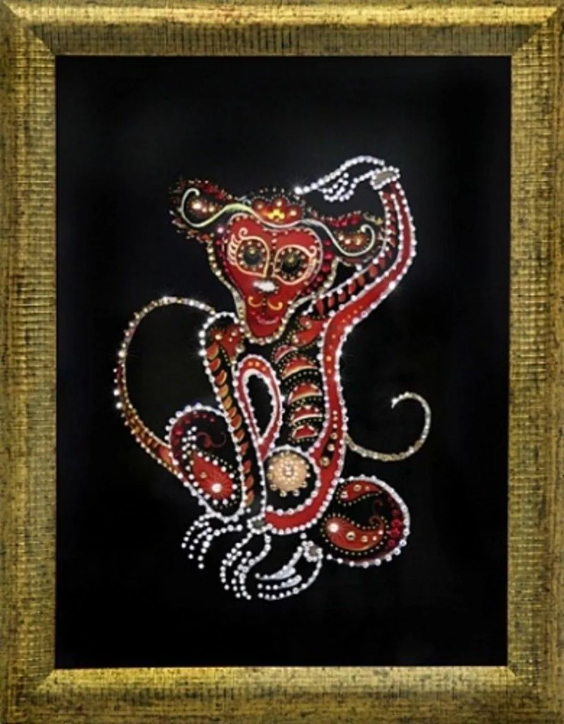 Фото Картина Огненная обезьяна с кристаллами Swarovski (1680) - интернет-магазин МегаТерем в Москве