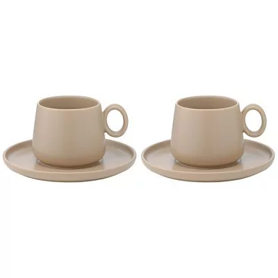 Набор из двух чайных пар бежевого цвета из коллекции essential, 250 мл (75183)