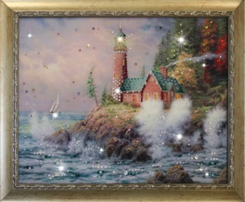 Фото Картина Маяк на берегу с кристаллами Swarovski (1208) - интернет-магазин МегаТерем в Москве