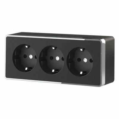 Розетка тройная с заземлением Werkel Gallant (черный/хром) W5073135 WRK_a052592