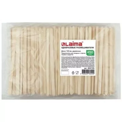 Размешиватели для кофе деревянные одноразовые Лайма 140 мм 450 шт 604705 (2) (87171)
