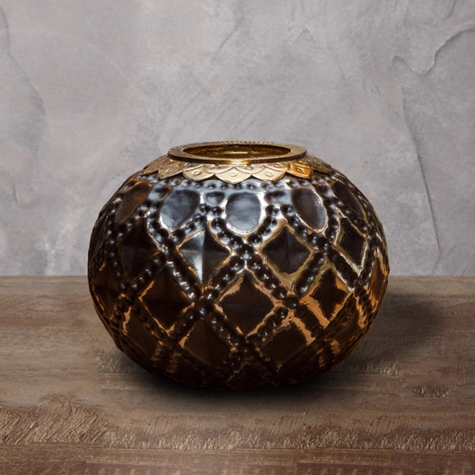 Фото Подсвечник Ksa/5478, 25, стекло, металл, black gold, ROOMERS FURNITURE - интернет-магазин МегаТерем в Москве