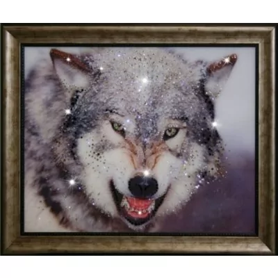 Картина Волк с кристаллами Swarovski (1074)