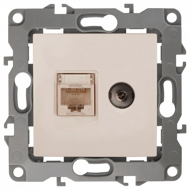 Фото ТВ-розетка и розетка Ethernet RJ-45 без рамки Эра Эра 12 12-3110-02 ER_B0027442 - интернет-магазин МегаТерем в Москве
